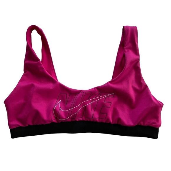 Nike Women's SMALL PINK Logo Scoop Neck Bikini Top - Picture 1 of 10
